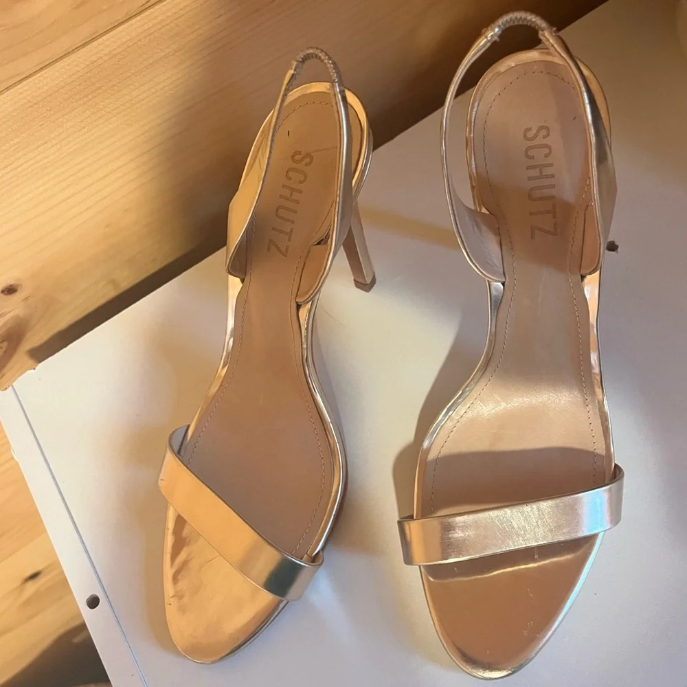 SCHUTZ Luraine Gold High-Heeled Sandals - Picture 2 of 3